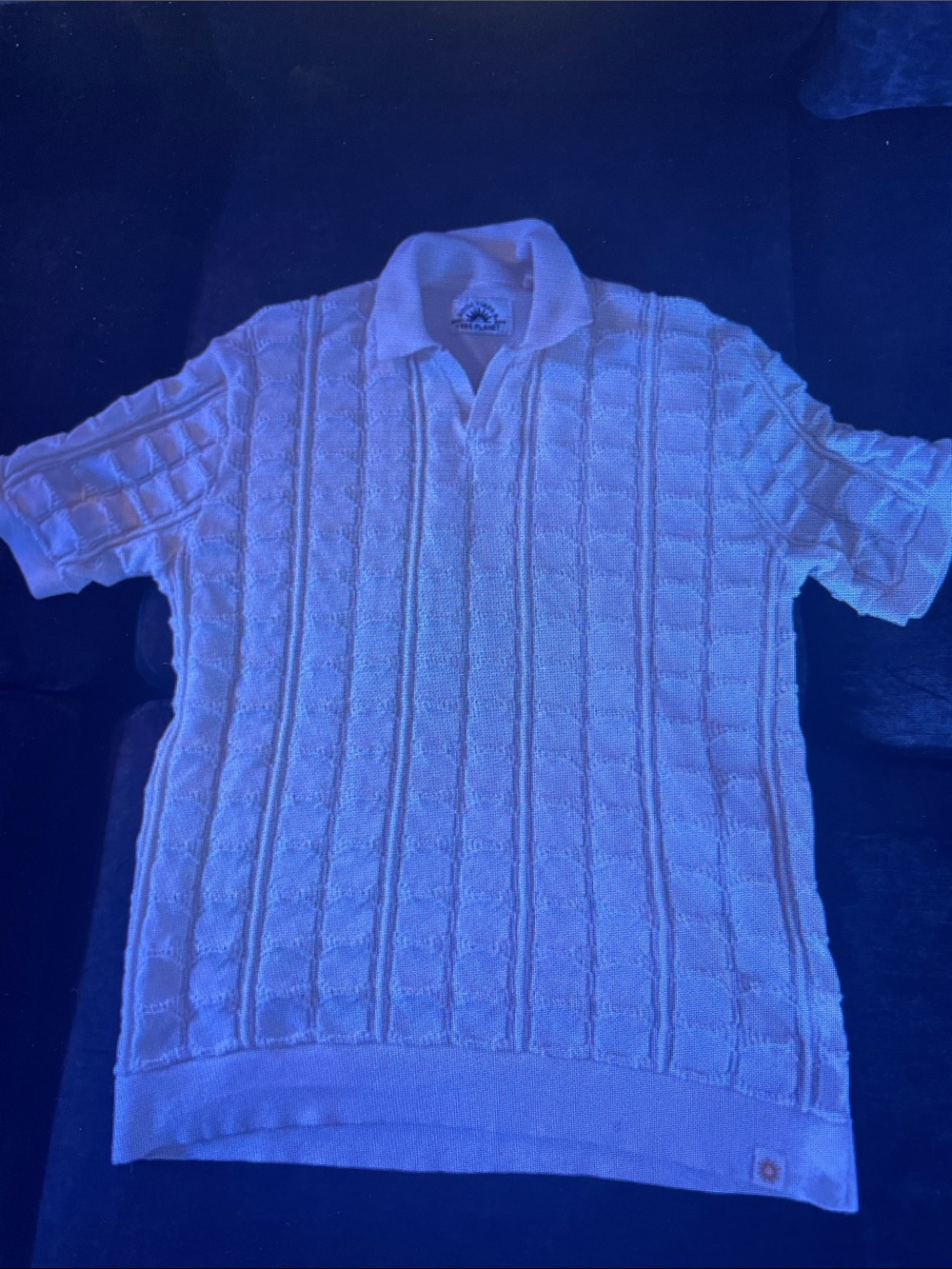 Free Planet White Textured Knit Short-Sleeve Polo